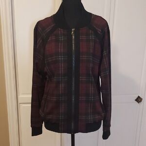 Plaid Bomber Jacket Women's Large Tartan Check Preppy Streetwear Fall Jacket